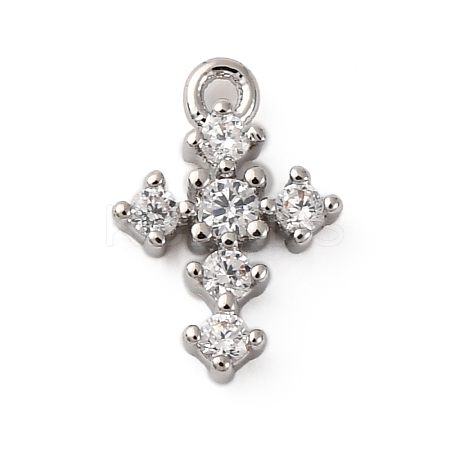 Brass Micro Pave Clear Cubic Zirconia Charms KK-V016-22D-P-1