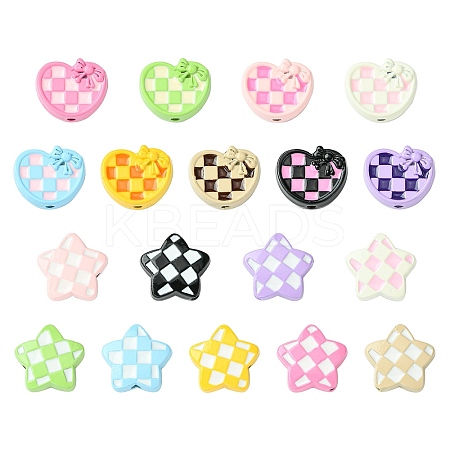 36Pcs 18 Styles Hounds Tooth Pattern Paint Alloy Beads FIND-CJ0003-27-1
