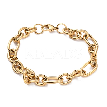 Ion Plating(IP) 304 Stainless Steel Figaro Chain Bracelets X-BJEW-E271-05G-1