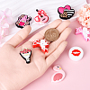 8Pcs 8 Styles Valentine's Day Silicone Focal Beads SIL-YW0001-64-4