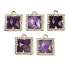 Natural Amethyst Faceted Square Charms G-I375-06G-01-1