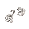 Brass Micro Pave Clear Cubic Zirconia Fold Over Clasps KK-C075-08P-2