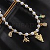 Brass Micro Pave Clear Cubic Zirconia Beaded Necklaces NJEW-Z059-05G-1