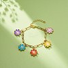 Alloy Enamel Flower Charm Bracelet with Paperclip Chains BJEW-JB08701-2