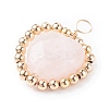 Alloy Faceted Natural Rose Quartz Beads Pendants PALLOY-JF01299-3