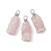 Rack Plating Copper Wire Wrapped Natural Rose Quartz Chip Big Pendants G-C130-01P-06-1