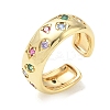 Brass Micro Pave Colorful Cubic Zirconia Cuff Open Rings RJEW-Z145-05G-4