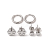 3 Pairs 3 Styles Christmas 304 Stainless Steel Hoop & Studs Earrings Set for Women EJEW-K279-12E-P-2