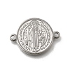 304 Stainless Steel Saint Benedict Medal Cross Connector Charms STAS-C119-12P-1