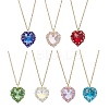 7Pcs 7 Colors Glass & Glass Seed Beaded Heart Pendant 304 Stainless Steel Cable Chain Necklaces for Women NJEW-MZ00131-2