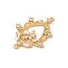 Brass Pave Clear Cubic Zirconia Teardrop with Flower Links Connector Charms KK-M294-16G-2