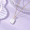 Natural Baroque Pearl Keshi Pearl Rectangle Pendant 304 Stainless Steel Cable Chain Necklaces NJEW-JN05891-1