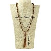 Bohemian Style Alloy with Wood Round Beaded Teardrop Tassel Mala Necklaces FS-WGF1DE6-01-5