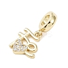 Brass Micro Pave Clear Cubic Zirconia European Dangle Charms LS-KK-B159-06G-2