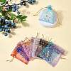 50Pcs 10 Colors Gold Stamping Moon & Star Organza Drawstring Gift Storage Bags ABAG-FS0001-11-7