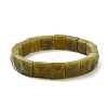 Square Natural Southern Jade Beads Stretch Bracelets for Women Men BJEW-C097-06R-4