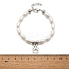 304 Stainless Steel Paw Print Charm Bracelets for Women BJEW-C098-12P-5