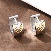Two Tone 304 Stainless Steel Stripe Hoop Earrings EJEW-L307-04GP-02-3
