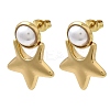 201 Stainless Steel ABS Plastic Pearl Stud Earrings EJEW-Z151-13G-05-4
