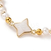 Natural White Shell Star Link Bracelets BJEW-JB05780-02-2