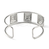 Non-Tarnish 304 Stainless Steel Wide Textured Open Cuff Bangles BJEW-Q348-05P-01-3