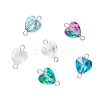 Transparent Glass Heart Links Connector Charms PALLOY-JF04197-S-1