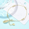Brass Micro Pave Clear Cubic Zirconia Charm Bracelets for Women BJEW-C083-13G-2