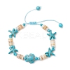 Synthetic Turquoise & Natural Freshwater Shell Beads Braided Bead Bracelets for Women BJEW-JB12024-02-2