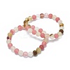 Frosted Tigerskin Glass Bead Stretch Bracelets BJEW-K212-C-016-1