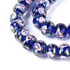 Handmade Lampwork Inner Flower Rondelle Beads Strands LAMP-T022-24D-3