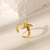 Ocean Themes 304 Stainless Steel Open Cuff Rings for Women RJEW-K293-02B-G-1