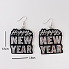 Word Happy New Year Acrylic Dangle Earrings FS-WG6DDD7-02-1