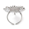 Brass Heart Open Cuff Ring for Women RJEW-C102-23P-3