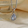 Brass Rhinestone Teardrop Dangle Earrings & Pendant Necklaces Sets for Women AT5117-1-5