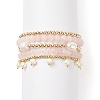 5Pcs 5 Style Natural Rose Quartz & Brass Beaded Stretch Bracelets Set BJEW-JB08870-02-1