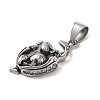 316L Stainless Steel Tibetan Style Rhinestone Pendants STAS-D096-01D-AS-2