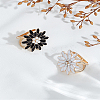 2Pcs 2 Colors Flower Golden Alloy Enamel Scarf Buckle Ring AJEW-LP0010-57-1