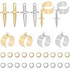 DIY Dagger Charm Cuff Ring Making Kit DIY-UN0003-66-1