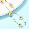 304 Stainless Steel & Synthetic Stone Daisy Flower Chain Anklets for Women LS-AJEW-B031-01G-01-2