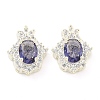 Rack Plating Brass Pave Mauve Cubic Zirconia Hamsa Hand Multi-Strand Links KK-F089-18S-1
