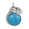 Antique Silver Tone Alloy Resin Animal Big Pendants PALLOY-J346-06AS-1
