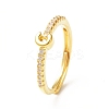 Clear Cubic Zirconia Initial Letter Adjustable Ring RJEW-C052-01G-C-1