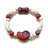 Handmade Porcelain Beads & Synthetic Howlite Beads Stretch Bracelets for Women LS-BJEW-D307-01A-2
