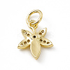 Brass Micro Pave Clear Cubic Zirconia Leaf Charms ZIRC-F132-42G-2
