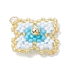 3Pcs 3 Colors Handmade Glass Seed Beaded Quatrefoil Pattern Pendants PALLOY-MZ00965-4
