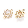 Brass Pave Clear Cubic Zirconia Connector Charms X-KK-N284-14G-2