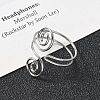 304 Stainless Steel Round Wrap Open Cuff Rings for Women Men RJEW-Z071-02B-P-2