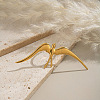 304 Stainless Steel Swallow Cuff Open Ring for Women RJEW-L337-01G-1