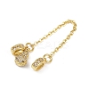 Brass Pave Clear Cubic Zirconia European Safety Chains with Charms KK-L236-15D-G-2