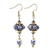 Handmade Flower Printed Porcelain Dangle Earrings EJEW-MZ00751-2